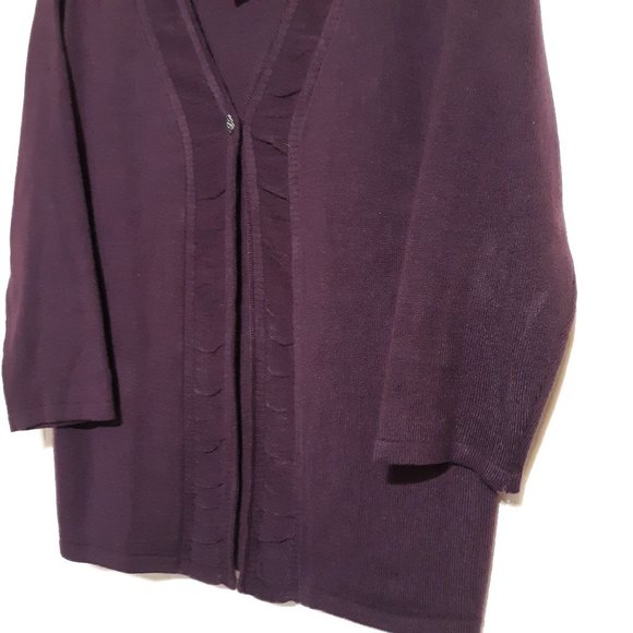 NWT SAG HARBOR Purple Plum Cardigan sweater top attached Size Medium Womens gem - Picture 6 of 9
